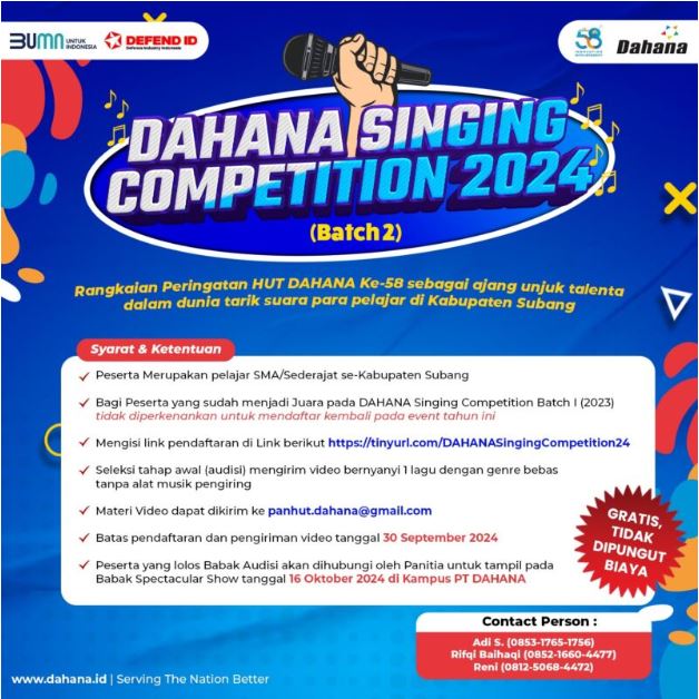 Dahana Subang Gelar Singing Competition Batch II 2024